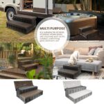 XtremepowerUS Universal 2 Slip-Resistant Spa & Hot Tub Step Outdoor Indoor Stool Pool Ladder Compartment Spa Step 36" Inches Long with Storage, Brown/Black - Image 3