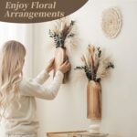 2 Pack Wooden Wall Vase Set with Pampas Grass Eucalyptus, Modern Farmhouse Boho Wall Decor for Living Room, Entryway, Hallway, Bathroom, Dining Room, Brown Wall Art for Home Decoration - Image 3