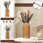 2 Pack Wooden Wall Vase Set with Pampas Grass Eucalyptus, Modern Farmhouse Boho Wall Decor for Living Room, Entryway, Hallway, Bathroom, Dining Room, Brown Wall Art for Home Decoration - Image 5