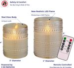 VENTA Beyond The Flame Mesmerizing Dotted Glass Candles | Set of 2 Ivory LED Pillars | Create a Magical, Worry-Free Glow with Remote & Timer | Perfect for Home, Holiday & Wedding Ambiance - Image 3
