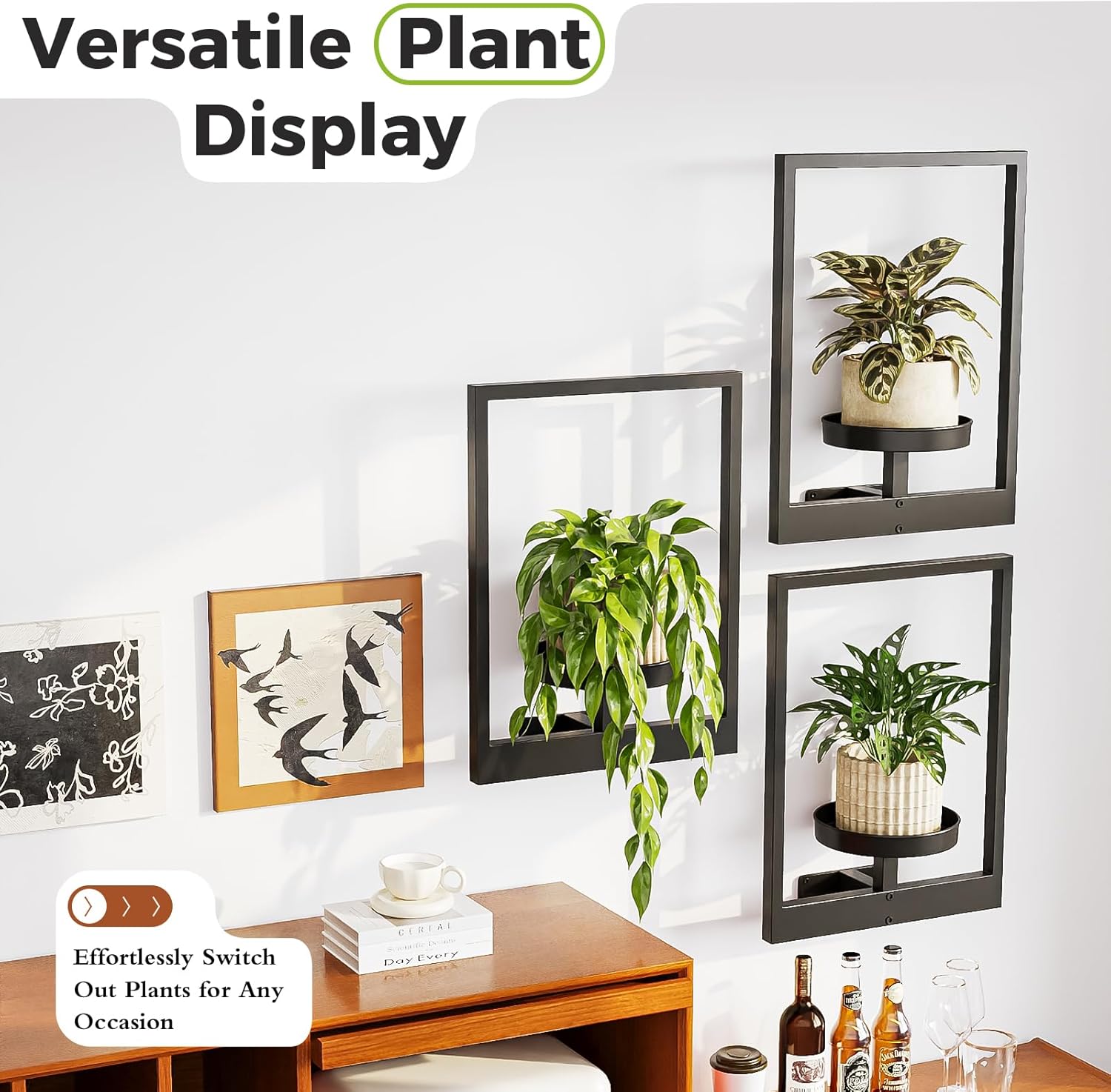 Bamworld Hanging Planters for Indoor Plants Wall Decor Living Room Plant Stand Indoor Wall Planters Plant Hanger Window Plant Shelves 3 Pack for Outdoor Entryway - Image 5