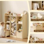 Toy Storage Organizer with Stuffed Animal Storage, Solid Pine Wooden Toy Organizer & Stuffed Animal Zoo, 4 Cubes Shelf with 2 Movable Drawers, 4 -in-1 Book Shelf for Kids Room, Playroom, Nursery - Image 5