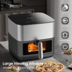 Iceagle Stainless Steel Air Fryer 9 Quart - Airfryer XXL with Large Viewing Window, Dual Heating Elements, 12-in-1 Function to Roast, Bake, Broil, Defrost, Reheat, Dishwasher-Safe Parts, 1700W, Siver - Image 4