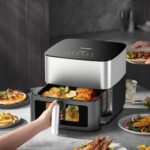 Iceagle Stainless Steel Air Fryer 9 Quart - Airfryer XXL with Large Viewing Window, Dual Heating Elements, 12-in-1 Function to Roast, Bake, Broil, Defrost, Reheat, Dishwasher-Safe Parts, 1700W, Siver - Image 5