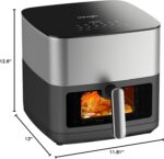 Iceagle Stainless Steel Air Fryer 9 Quart - Airfryer XXL with Large Viewing Window, Dual Heating Elements, 12-in-1 Function to Roast, Bake, Broil, Defrost, Reheat, Dishwasher-Safe Parts, 1700W, Siver - Image 6