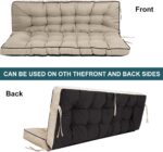 Swing Replacement Seat Cushions, 2-3 Seater Bench Cushions for Outdoor Furnitur with Backrest, Garden Recliner Seat Cushions Waterproof Sofa Pads (Khaki, 63x40in) - Image 4
