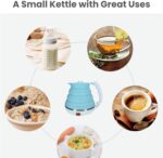 Travel Electric Kettle Small, Portable Travel Kettle Electric, Collpasible Electric Kettle, Food Grade Silicone Tea Kettle, Ultra-thin Foldable, Auto Shut off and Keep Warm, 110V 555ml (Blue) - Image 3
