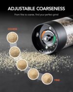 FORLIM Electric Salt and Pepper Grinder Set, USB Rechargeable, Automatic Salt Pepper Mill Grinder with Dust Cover, One-Button Control, Adjustable Coarseness, White LED Light (2 Packs, Black&White) - Image 4