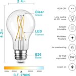 TJOY 12 Pack A19 Vintage LED Edison Bulbs, Dimmable, 60W Equivalent, High Brightness 2700K Warm White, 8W E26 Standard Base, 800 Lumens, CRI80+, Clear Glass Filament Bulb for Home, Farmhouse - Image 3