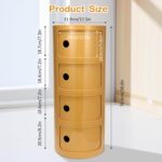 4-Tier Round Bedside Table, Narrow Storage Cabinet, Small Stylish Storage Cabinet, no Installation Required, Suitable for Living Room and Bedroom, Small Space - Image 4