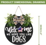 Interchangeable Wooden Seasonal Welcome Sign, Rustic Round Dogs Sign Front Door Wreaths for Home/Wall/Porch Decor, for Easter Spring Summer Fall Halloween Christmas All Season Decorations - Image 3