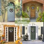 Interchangeable Wooden Seasonal Welcome Sign, Rustic Round Dogs Sign Front Door Wreaths for Home/Wall/Porch Decor, for Easter Spring Summer Fall Halloween Christmas All Season Decorations - Image 6