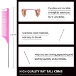 3 Pieces Hair Styling Comb Set Teasing Brush Rat Tail Comb Edge Brush for Edge&Back Brushing, Combing, Slicking Hair for Women (Pink) - Image 3