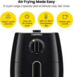 Chefman TurboFry 5-Quart Air Fryer, Integrated 60-Minute Timer for Healthy Cooking, Cook with 80% Less Oil, Adjustable Temperature Control, Nonstick Dishwasher-Safe Basket and Tray, Black - Image 3