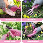 WORKPRO Aluminum Garden Tool Set, 4PCS Heavy Duty Gardening Tools with Box Include Trowel, Rake, Pruner, Gloves, Pink, Garden Gifts-Pink Ribbon - Image 4
