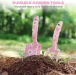 WORKPRO Aluminum Garden Tool Set, 4PCS Heavy Duty Gardening Tools with Box Include Trowel, Rake, Pruner, Gloves, Pink, Garden Gifts-Pink Ribbon - Image 5