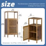 HITNET Bathroom Cabinet, Bamboo Floor Cabinet Free Standing, 4 Tier Sofa Side Storage Cupboard for Living Room Kitchen Entryway, Walnut - Image 4