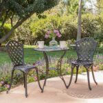 Christopher Knight Home La Sola Metal Outdoor Bistro Set, Black With Bronze - Image 3