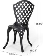 Christopher Knight Home La Sola Metal Outdoor Bistro Set, Black With Bronze - Image 4