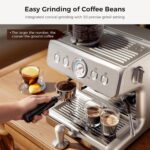 Kismile Espresso Machine with Grinder, 20 Bar Expresso Coffee Machines with Milk Frother, 58mm Expresso Machines for Home, Perfect for Cappuccino & Latte, Stainless Steel(2026 Upgrade) - Image 4