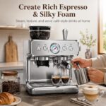 Kismile Espresso Machine with Grinder, 20 Bar Expresso Coffee Machines with Milk Frother, 58mm Expresso Machines for Home, Perfect for Cappuccino & Latte, Stainless Steel(2026 Upgrade) - Image 5