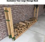 Outdoor Firewood Rack Bracket Kit with 4 Support Bars for Fire Wood Pile Storage, Heavy Duty DIY Fireplace Log Stacking Stand Holder for 2x4 lumber, Green, 1 Pair - Image 5