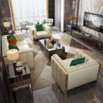 Hotel Studio Sofa Bed Home Furniture Leather Loveseat with Stainless Steel Foot Combination Chaise Longue - Image 3