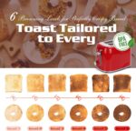 Aigostar Toaster 2 Slice, Retro Extra-Wide Slot Toasters Best Rated Prime for Toasting Bagels, Breads, Waffles & More, Cancel, Defrost & 6 Browning, Removable Crumb Tray, Stainless Steel, Red - Image 5