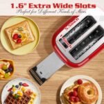 Aigostar Toaster 2 Slice, Retro Extra-Wide Slot Toasters Best Rated Prime for Toasting Bagels, Breads, Waffles & More, Cancel, Defrost & 6 Browning, Removable Crumb Tray, Stainless Steel, Red - Image 7