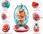 Muse Garden Glass Humming Bird Feeders for Outdoors - 27OZ Blown Glass Hummingbird Feeder - Unique Gift Mom Women, Outdoors Hanging Garden Decor, Includes Ant Moat & Brush, Blue Fireworks - Image 3
