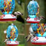 Muse Garden Glass Humming Bird Feeders for Outdoors - 27OZ Blown Glass Hummingbird Feeder - Unique Gift Mom Women, Outdoors Hanging Garden Decor, Includes Ant Moat & Brush, Blue Fireworks - Image 4