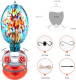 Muse Garden Glass Humming Bird Feeders for Outdoors - 27OZ Blown Glass Hummingbird Feeder - Unique Gift Mom Women, Outdoors Hanging Garden Decor, Includes Ant Moat & Brush, Blue Fireworks - Image 5
