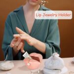 Trycooling Ceramic Red Lips Lipstick Ring Holder Jewelry Tray Rack Decorative Cosmetic Storage Display Holder Desktop Hairpin Storage Organizer Birthday Choice (Pink) - Image 3