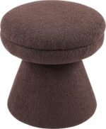 Furniture of America Rami Modern 18-inch Mushroom-Shape Upholstered Ottoman with Tapered Pedestal, Vanity Stool Chair, Small Foot Stool for Bedroom, Living Room, Entryway, Brown - Image 4