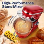 VIVOHOME Stand Mixer, 660W 10 Speed 6 Quart Tilt-Head Kitchen Electric Food Mixer with Beater, Dough Hook, Wire Whip and Egg Separator, Red - Image 3