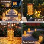 DIBIEECN Birthday Gifts for Women Mom Grandma Wife, Solar Lanterns Outdoor Waterproof, Metal Hanging Lights Garden Decor, LED Decorative Lantern for Patio Porch Backyard, Sunflower, 1 Pack - Image 6