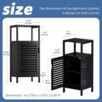 HITNET Bamboo Floor Cabinet, Small Bathroom Cabinet Floor Standing, 4 Tier Narrow Side Storage Cabinet, Space Saving Kitchen Cupboard with Single Door, Black - Image 4