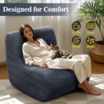 Compact Bean Bag Chair – Memory Foam Lazy Sofa Sack, Floor Couch for Bedroom, Living Room, Office & Home (Gray) - Image 5