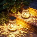 2 Pack Solar Lanterns Outdoor Waterproof Birthday Gifts for Women Mom Grandma, Hollowed-Out Metal Hummingbird Hanging Solar Lantern Lights Outdoor Decor, 2 Modes Lights Decor for Yard, Patio - Image 2