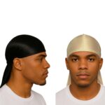 2 Pieces Luxury Silky Durag for All Hair Types, Men & Women Satin Premium Durag (Black & Gold, One Size) - Image 2
