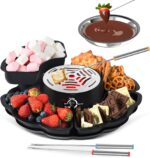 2 in 1 Electric S’mores Maker & Fondue Pot, Tabletop Indoor Smores kit with 4 Roasting Forks, 4 Detachable Trays & 1 Flameless Temperature-controlled Heater, Movie Night Supplies & Housewarming Gifts - Image 2