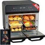24Qt Dual Zone Air Fryer Oven with Rotisserie, Extra Large Double Air Fryers Mini Oven Digital 1800W 10 in 1 Airfryer Countertop Convection Toaster Oven Combo, Stainless Steel Inner, 360° Even Heating - Image 2