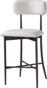 26.3 Inch Counter Height Bar Stools, Modern Counter Stools with Backrest,Dining Chairs with Leather Seat, Sturdy Frame and Footrests for Kitchen Island, Dining Room, Counter,White - Image 2