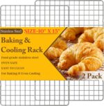 2PCS Cooling Racks for Cooking and Baking - 10" x 15"Heavy Duty Stainless Steel Wire Rack for Baking, Grilling, Roasting - Oven & Dishwasher Safe - Fits Jelly Roll Sheet Pan-Silver - Image 2