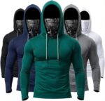 3-Pack Men's Sun Hoodie with Mesh Mask - Quick Dry Compression Fishing Shirts Long Sleeve Outdoor Work - Image 2