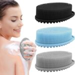 3 Pack Silicone Body Scrubber, Exfoliating Body Scrubber Fit for Sensitive and All Kinds of Skin, Soft Silicone Loofah for Women Men, Clean and Sanitary Rapid Foaming,Black,Blue,Gray - Image 2