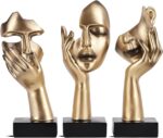 3 Pcs Thinker Small Statue Set - Black Gold Home Decor Abstract Art Figurines for Shelves, Living Room Coffee Table, Office Desktop (3 Pcs Gold, 6") - Image 2