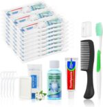 30 Set Personal Care Travel Toiletries Sets Bulk,8-IN-1 Disposable Toothbrushes with Toothpaste and Floss,Mouthwash,Comb,Soap,Cover,Zip Bag Toiletry Travel Toothbrush Kit for Homeless,Hotel,Charity - Image 2