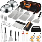 35PCS Griddle Accessories Kit, Flat Top Grill Accessories Set for Blackstone and Camp Chef, Grill Spatula Set with Enlarged Spatulas, Basting Cover, Scraper for Outdoor Barbecue - Image 2