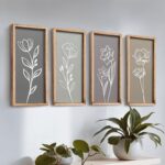 3D Wooden Floral Bathroom Wall Decor (Set of 4) Lightweight, Ready-to-Hang Framed Wall Art For Living Room, Bedroom, or Office - Premium Boho Botanical Farmhouse Decorations - Gift-Boxed - Image 2